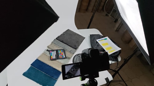 Setup na focení s kalibrační destičkou