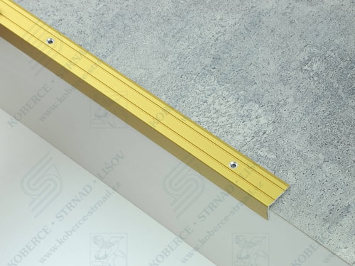 Schodová hrana 24,5x18 mm zlatá vrtaná