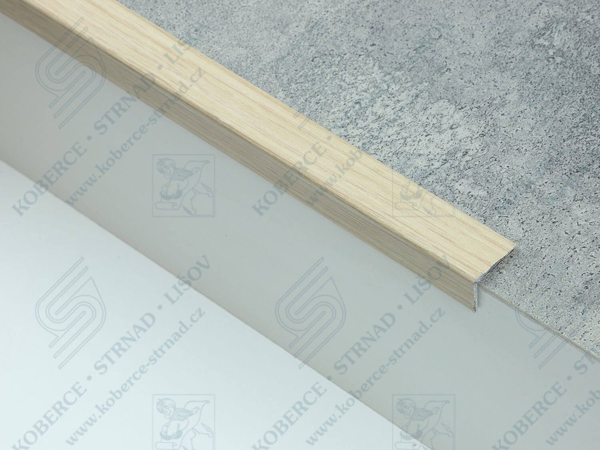 Schodová hrana 24,5x20 mm H33 dub bělený