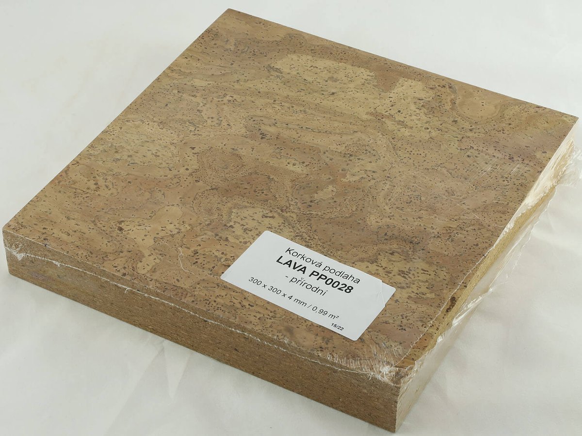 Lava přírodní 300x300x4mm podlahový korek